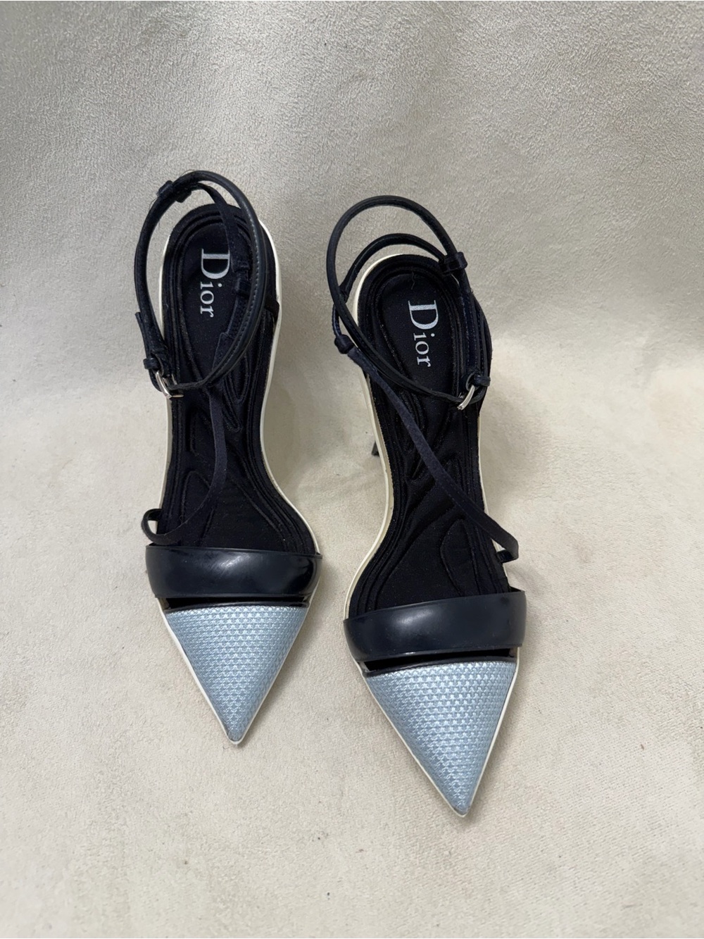 Christian Dior x RAF Simons 2014 Runway Light Blue & White Sculptured Heel Pumps - Picture 3 of 7